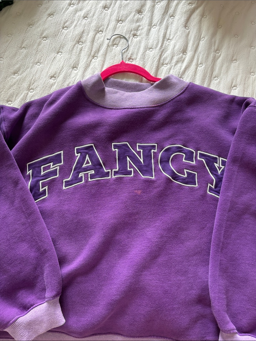 Purple "FANCY" Graphic Crewneck Sweatshirt